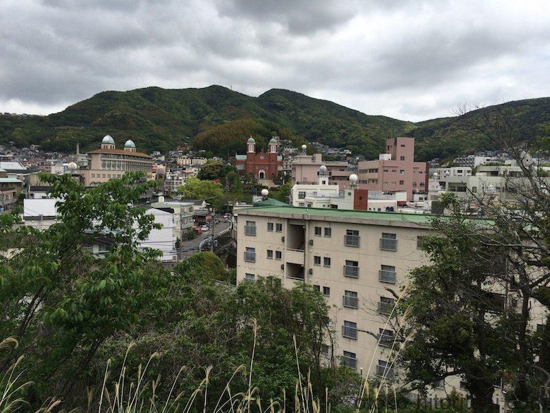 長崎 平和公園展望所から浦上天主堂を望む