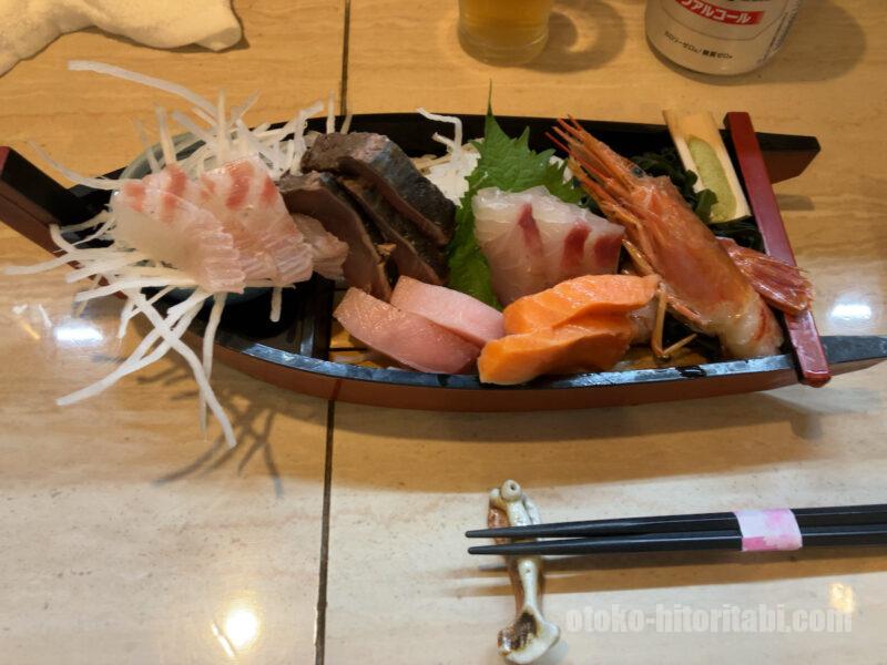 道後温泉 居酒屋 福福亭 刺身3種盛り合わせ